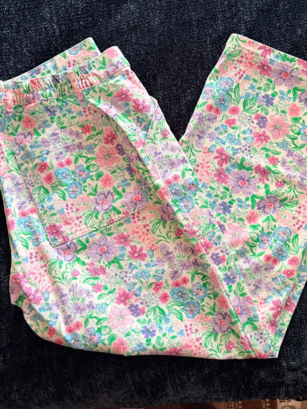 Big Bud Press Work Pants "wallpaper" Floral Pastel Pink Purple Blue Size L - Picture 3 of 8